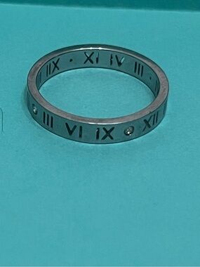 Silver Roman Numeral Stackable Ring with Crystal Accent